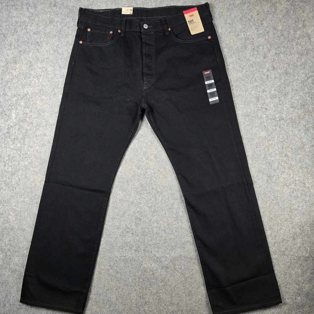Levi's 501 Original Jeans Mens 38x30 Black Straight Leg Denim Button Fly NWT